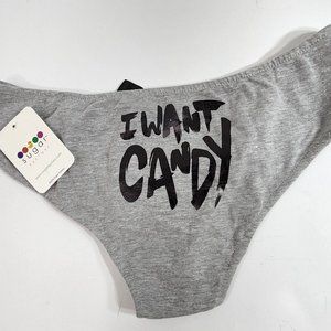 Sugarfactory "I Want Candy" Gray bikini underwear Size XL NWT